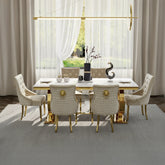 Arianna Gold Marble Dining Table with Roma Mink Chairs - Pendle Village Furniture
